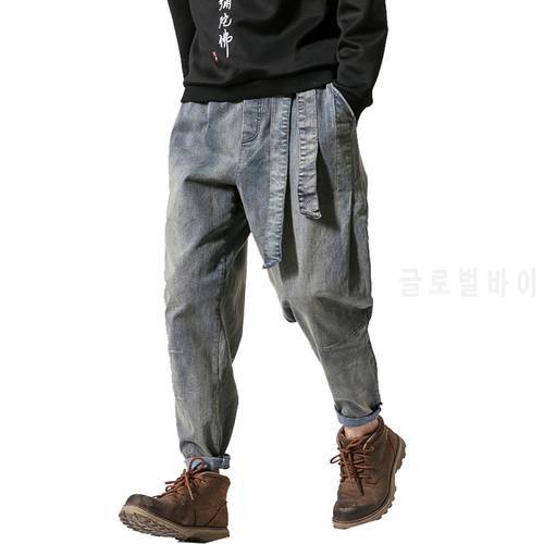 2020 Spring Men Jeans Pants Man Retro Cotton Joggers Ribbon Men Casual Streetwear Denim Trousers Men Shipping ABZ229