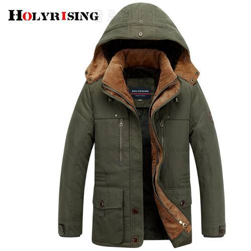 Holyrising Men Winter Jackets Thicken Parka Hooded Keep Warm Coats Zipper Cotton Overcoats Stylish Clothes Szie M-5XL 18478-5