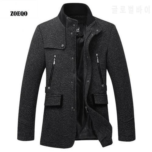 ZOEQO wool Jacket Men Casual Coat Slim Fit Jackets Fashion Outerwear Man spring autumn Jacket Overcoat Pea Coat Plus Size 3XL
