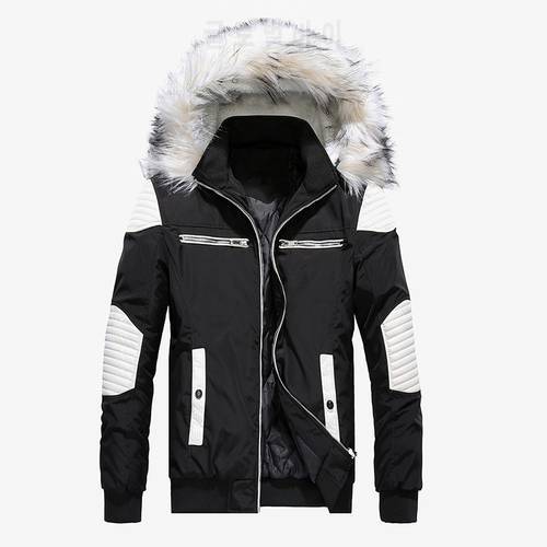 Autumn Winter Jacket Men 2022 New Big Fur Hooded Thick Warm Mens Winter Coats Patchwork Color Windproof Parka Men Outwear