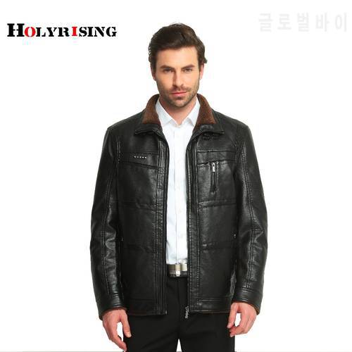 men leather jacket jaqueta de couro masculino fur coat middle-aged leather PU jacket coat stand collar size male 4XL 3 color