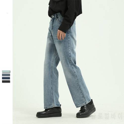 Men Retro Casual Classic Straight Denim Jeans Pants Male Women Streetwear Hip Hop Denim Trousers Japan Korea Style Pant