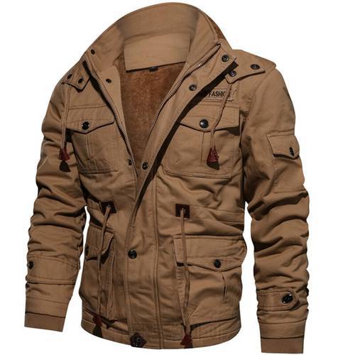 Winter warm men&39s coat jacket warm hat thick warm clothing men&39s military jacket men&39s cotton clothing