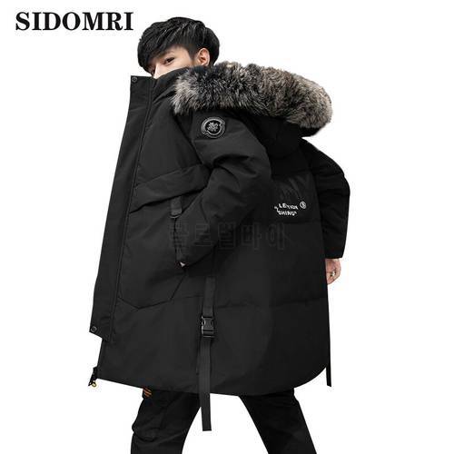 Winter Down jacket men&39s medium and long hooded coat warm and comfortable thick coat with fur collar