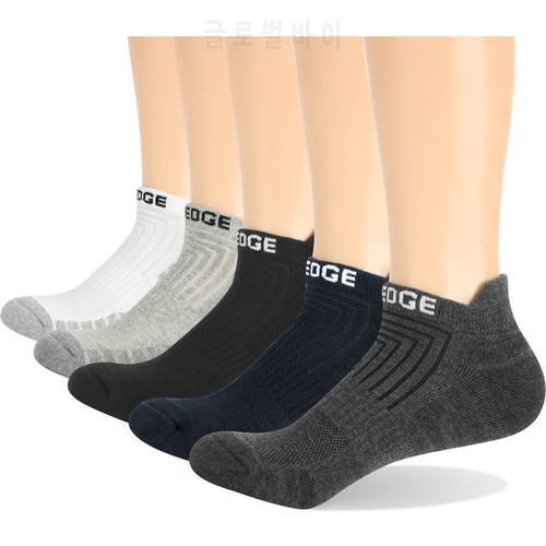 YUEDGE Men And Women Moisture Wick Cotton Low Cut Ankle Socks Sneaker Short Socks 5 Pair Lot 35-45 EU