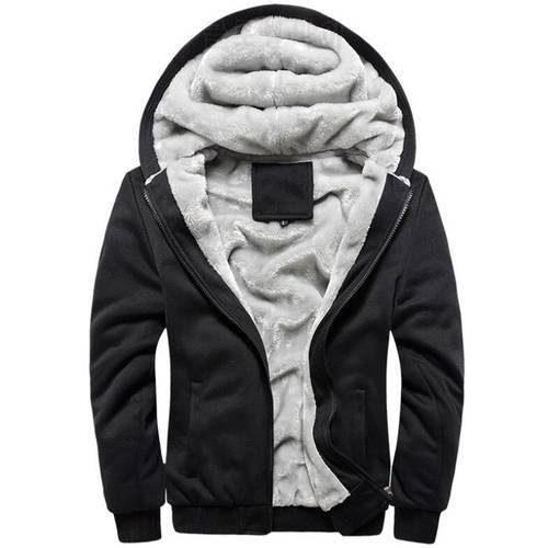 Winter Fleece Thermal Hoodie Sweatshirt For Men Casual Slim Thick Warm Windbreaker Jacket Plus Velvet Hooded Coats hoodies homem