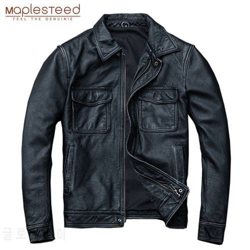 Vintage Real Cow Leather Jacket Men 100% Natural Cowhide Leather Jackets Men&39s Leather Coat Spring Autumn Asian Size 7XL M174
