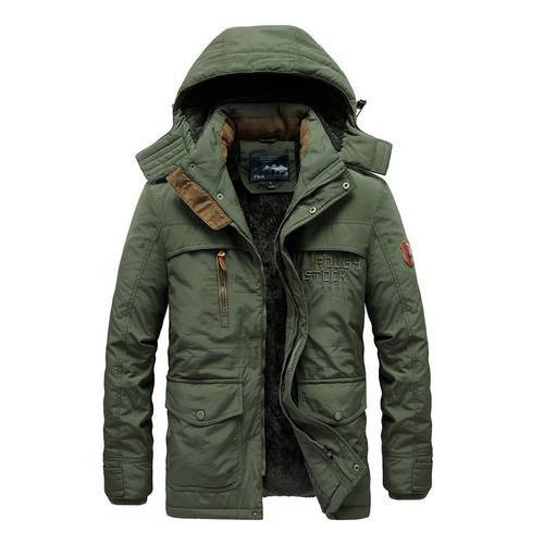 Fashion Padded Parkas Men Winter Jacket Plus Velvet Hooded Coats Multi-pocket Warm Outerwear Plus Size 6XL Male Casual Clothing