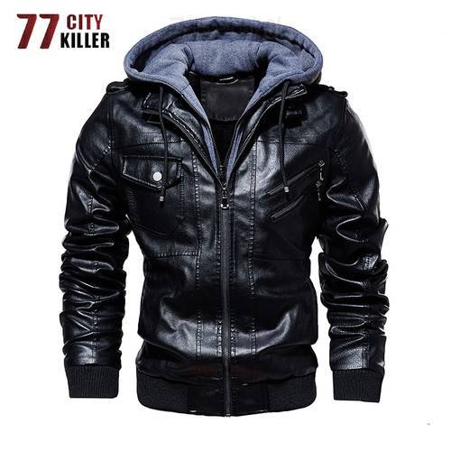 77City Killer Winter Motorcycle Leather Jacket Men Oblique Zipper Men Faux Leather Jackets Hombre Plus Size M-4XL Jaqueta Couro