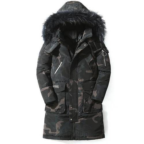 Big Real Fur Hood Long Puffer Jacket Men Winter 90% Duck Down Parkas Outwear Down Jackets Male Thick Down Overcoat JK-818