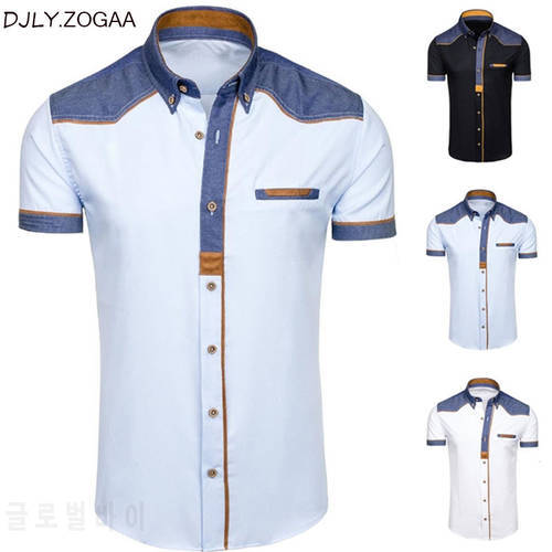 ZOGAA Men&39s Shirts Fashion Denim Short Sleeve Formal Shirts Man Casual Summer Clothing Tops Slim Cotton Plus Size Male Shirts