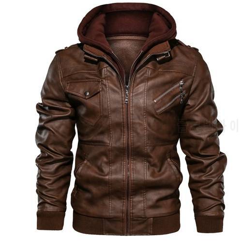 Men&39s leather jacket, Pu leather jacket with removable hood for motorcycle, with oblique zipper for men coat large size