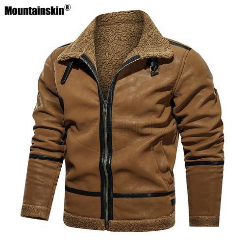Mountainskin Winter Mens Suede Leather jacket Men Warm Thick Windproof Leather Jacket Casual Coat High Quality EU Size MT066