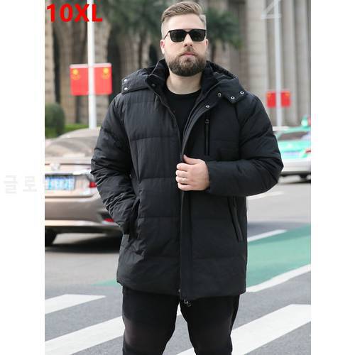 men&39s large down size jacket 9XL 10XL 160kg hooded long loose oversized Winter coat