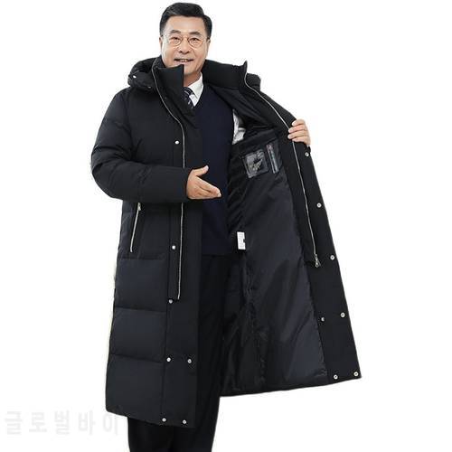 2020 New Men Down Jacket Top Quality Hooded X-Long Knee Thick Winter Jacket Fashion 90% White Duck Down parka Plus Size 5XL