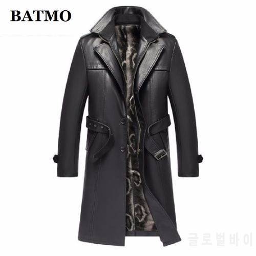 Batmo 2020 new arrival autumn&winter real Leather thicked trench coat men,Leather jacket men,plus-size S-5XL