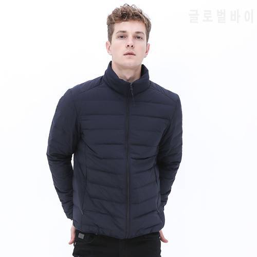 Man Stand-up Collar Puffer Jacket Soft Matt Waterproof Fabric Down Jackets Seamless Winter Autumn Warm Down Outerwear Coat