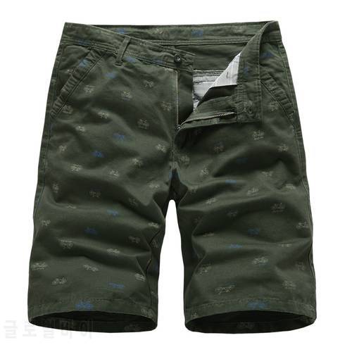 Men Cargo Shorts 2022 Summer Bike Print Casual Loose Knee Length Short Pants Camouflage Military Tactical Shorts