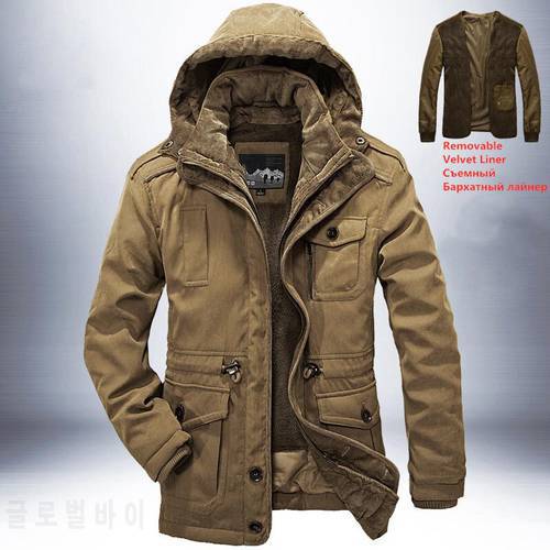 Winter Jacket Men Thicken Warm Parkas -40 Degrees Cotton-Padded Jackets Men&39s Hooded Windbreaker Parka 2 in 1 Coat Plus size 4XL
