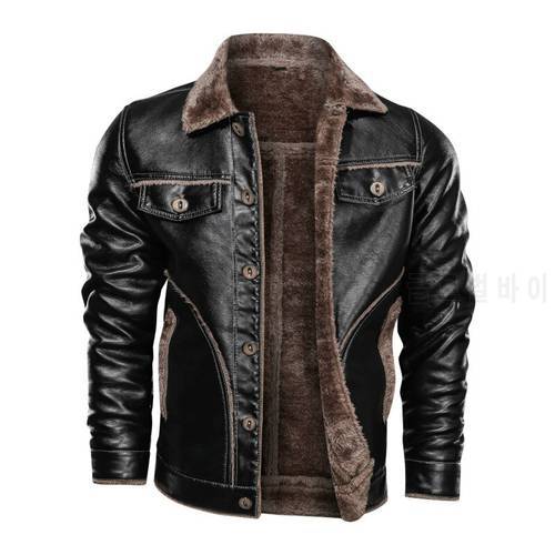 Men&39s Leather Jacket Fashion Men&39s Leather Coat Fleece Windbreaker Men&39s Jacket Extra Size 8XL