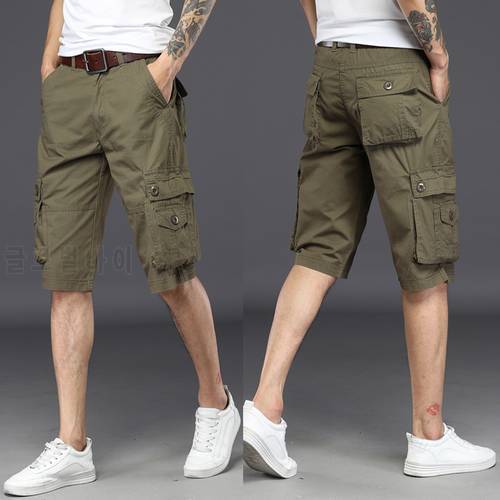 Summer Men&39s Baggy Casual Shorts Loose Knee Length Trousers Waistline CARGO Shorts Trousers Men Bottoms Plus Size 38 Pure Color