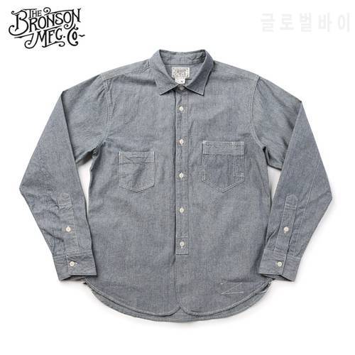 Bronson Chambray Selvage Shirts Lightweight Engineer Workshirts For Men Blue