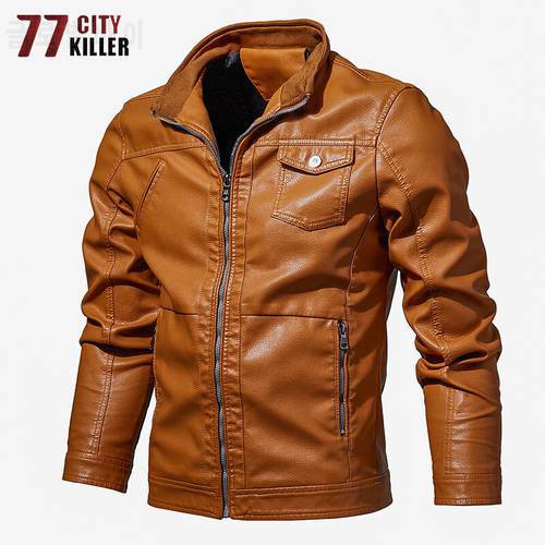 77City Killer Plus Size Leather Jackets Men Spring Autumn Motorcycle PU Coats Male Brand Slim Fit chaqueta cuero hombre M-6XL