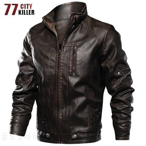 77City Killer Motorcycle Leather Jacket Men Euro Size S-XXL Outwear Slim Fit PU Leather Coats Male jaqueta de couro Dropshipping