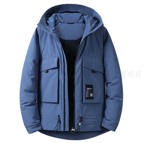 2020 Winter New Men&39s White Duck Down Jacket Fashion Casual Thicken Hooded Warm Jackets and Coats Male Brand Clothes