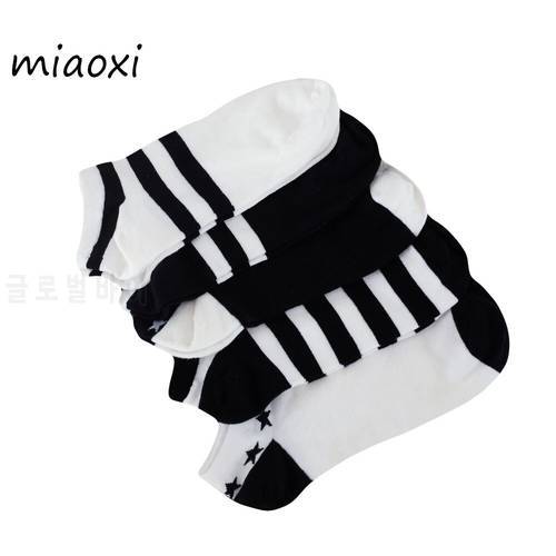 miaoxi 5 Pairs New Casual Summer Men Stripe Sock High Quality Fashion Cotton Blending White Comfortable Boat Short Sock For Man