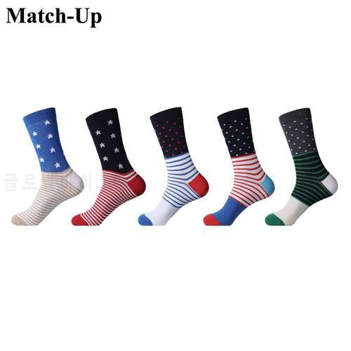Match-Up Men&39s Colorful Combed Cotton Multi Pattern Stripe dots Cartoon Dot Novelty Skateboard Socks(5 Pairs/Lot) US 7.5-12