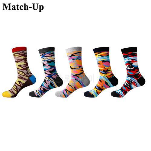 Match-Up Men&39s Carding cotton Socks Colorful Camouflage style Pattern Long Socks For Men Fashion(5 Pairs/Lot) US 7.5-12