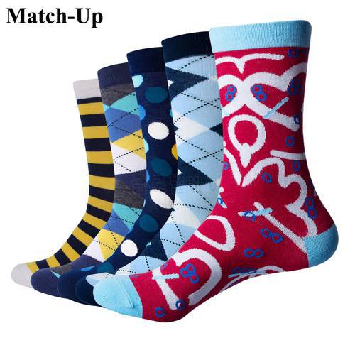 Match-Up Men&39s Funny Colorful Combed Cotton Socks Casual Socks Dress Socks (5pairs/lot)