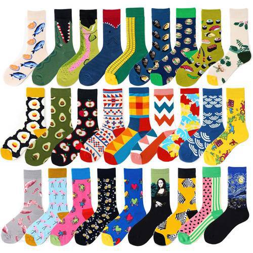 Men&39s Colorful Casual Socks Happy and Funny Socks 1 Pair Printed Unisex Fashion Male Sox Combed Cotton Socks EU 38-45 Size
