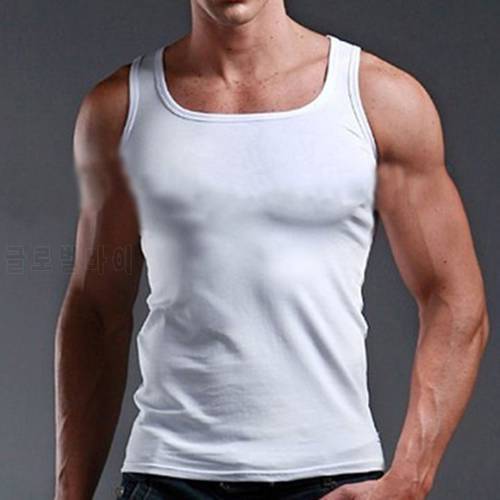 Men Fabric Summer Fashion Pure Color Sleeveless Leisure Sports Casual Solid Round Neck Vest Tops