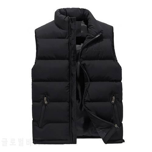 3609 Black Blue Green Autumn Winter Vest Coat Men Warm Slim Plus Size Vest Jacket Men Stand Collar Sleeveless Coat Bodywarmer