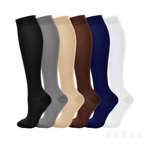 HYSAIXIA ompress Socks Pressure Leg Men Women 15-20 Mmhg Running Sport Travel Compression Stockings Multi Nylon Black White