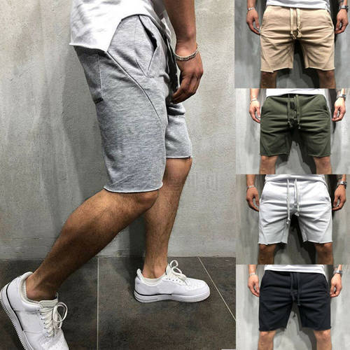 2019 Men Casual Shorts Male Summer Beach Drawstring Comfort Sports Gym Solid Color Loose Shorts Plus Size