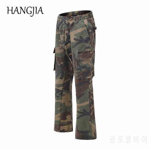 2020 Camouflage Flare Pants Fashionable Camo Cargo Pants for Men Slim Fit Camouflage Trousers Women All-match Hot Style
