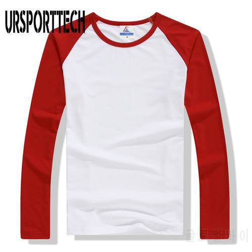 New Spring Autumn Long Sleeve T Shirt Men Contrast Color Round Collar Cotton Mens Casual Slim Fit Raglan T-Shirts Tops Tees