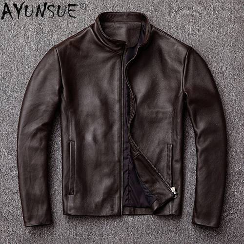AYUNSUE 100% Genuine Leather Jacket Men Cow Jackets Men&39s Clothing 2022 Autumn Coat Male Bomber Mens Jackets jaqueta de couro
