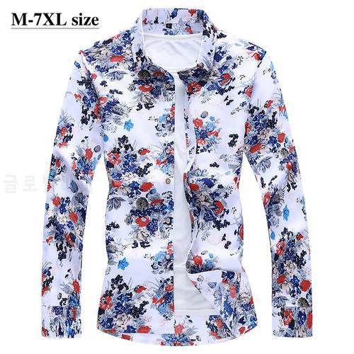 2022 New Mens Shirts Large Size Business Casual Long-sleeved Fashion Slim Spring Autumn Printing Shirt Male Clothes 5XL 6XL 7XL
