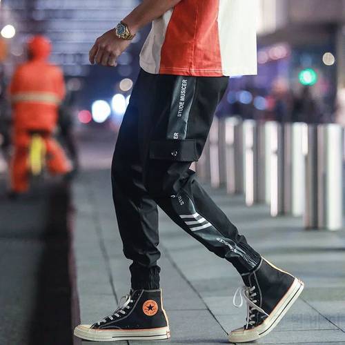 Mens Joggers Pants Casual Man Pants Streetwear Hip hop Black Cargo Ankle length Trousers Sport White Techwear Jogger