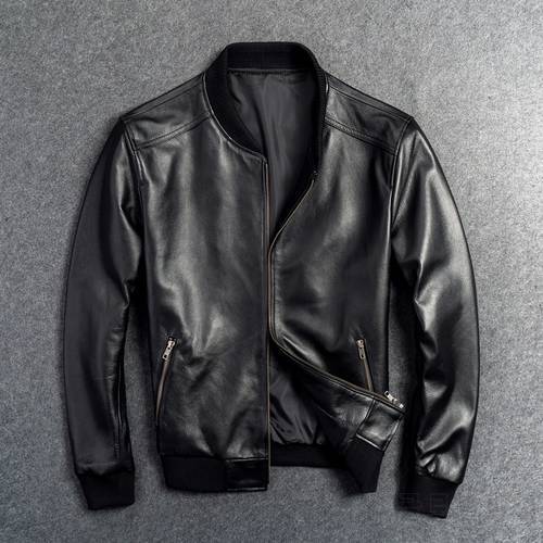 GU.SEEMIO genuine leather jacket for men male cowhide coat real animal 100% skin outer wear flight suit cowskin good quality