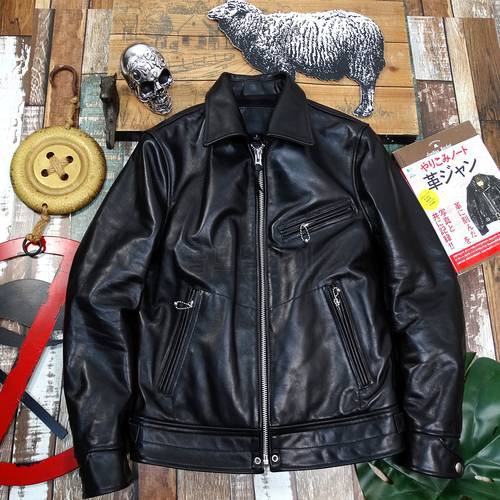 Batik uncoated horse leather leather jacket men&39s japan retro leather jacket
