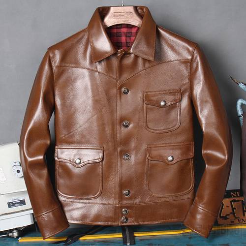 YRFree shipping.2022 new black cowhide jacket.Men genuine leather coat.casual slim leather Jacket.plus size leather clothes