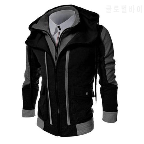 Casual Men Jackets Coats Winter Thick Warm Zipper Hooded Jackets Fake Two Pieces Sports Sweatshirt Coat Jacket Men&39s Clothing