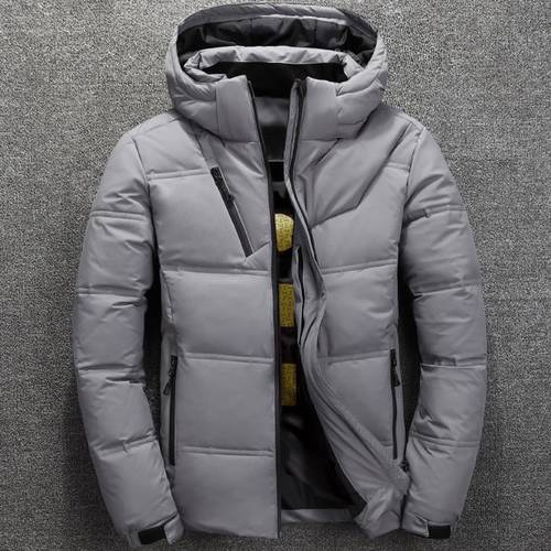 Fashion 2019 Winter Jacket Mens White Duck Down Jacket men Thermal Thick Coat Snow Red Black Parka Male Warm Outwear F111404