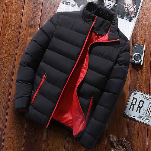 Winter Men&39s Parka Warm Wind Proof Stand Collar Long Sleeve Pocket Zipper Casual Large Size Male Outdoor Coat