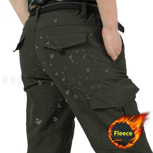 Men&39s Winter Thick Fleece Warm Stretch Cargo Pants Military SoftShell Waterproof Casual Pants Tactical Trousers Plus Size 4XL